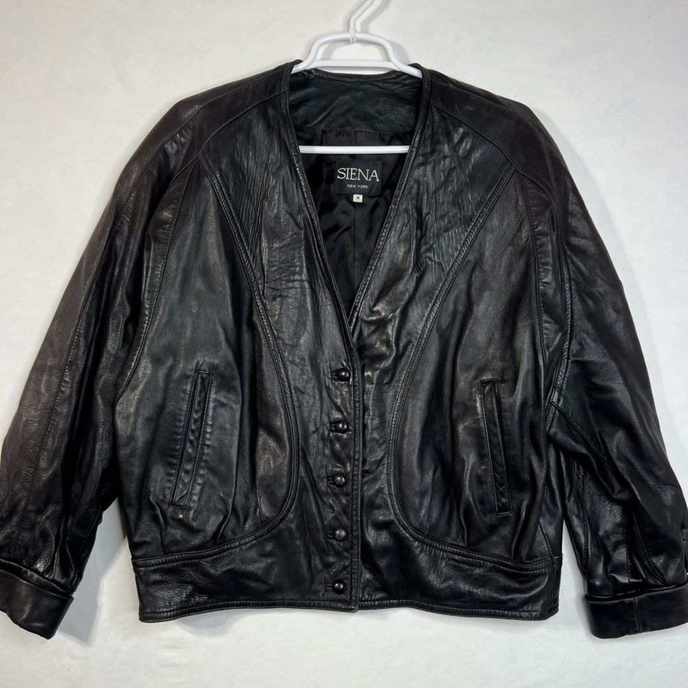 Vintage Siena New York Women’s Chocolate Dark Brown Leather Jacket Coat